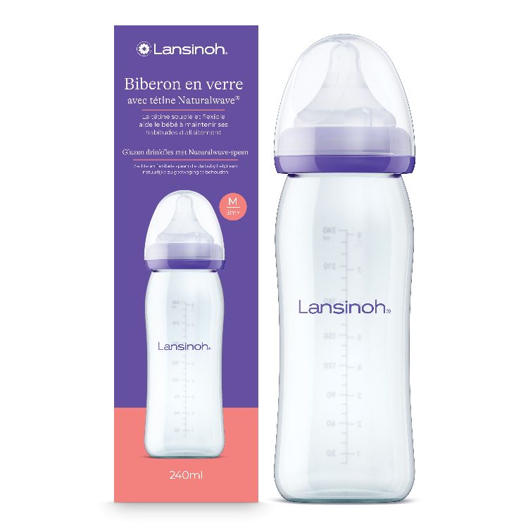 Lansinoh Zuigfles Glas Natural Wave 240 ml