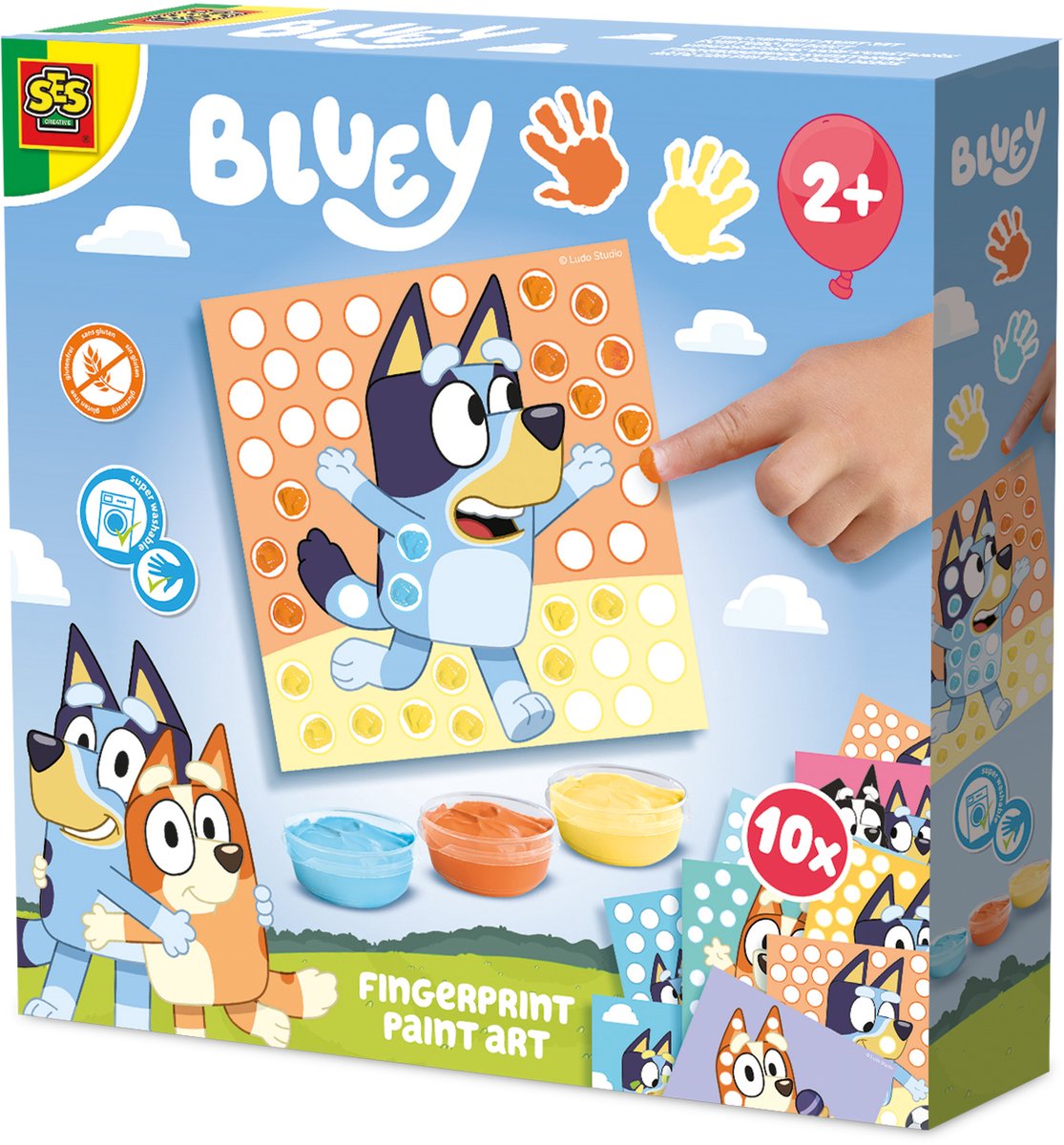 Bluey Vingerafdruk verf kunstwerk doos