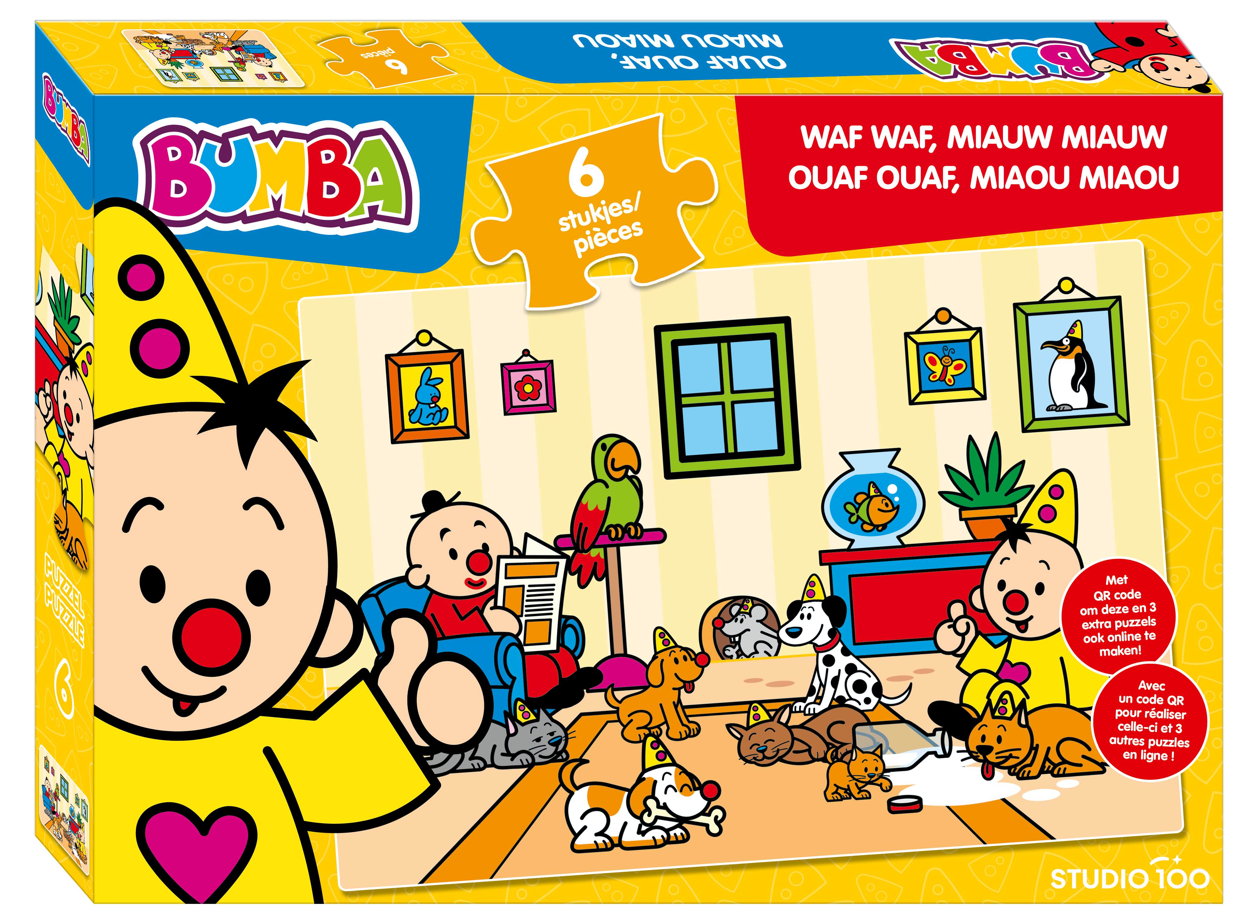 Bumba Puzzel Waf Waf, Miauw Miauw 6 stuks