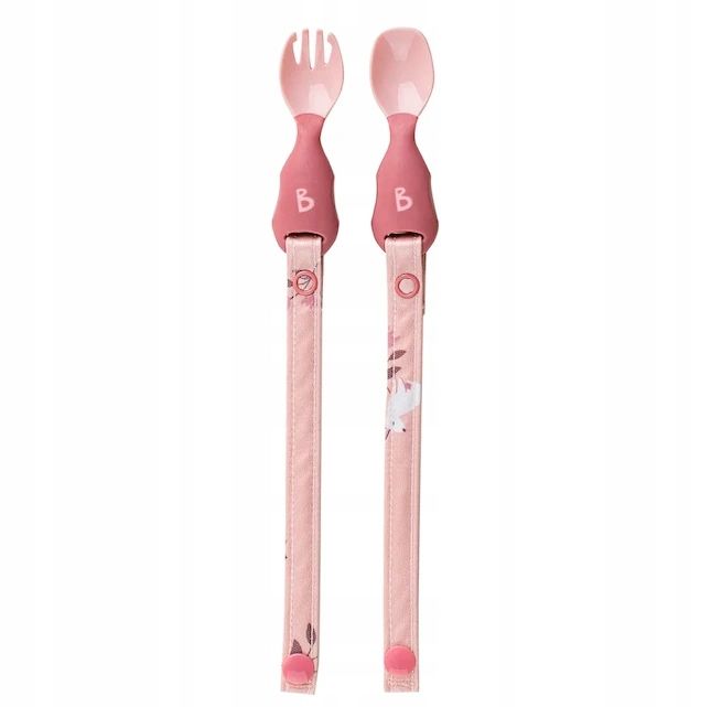 Bibado Babybestek met Clips Vork+Lepel Blush