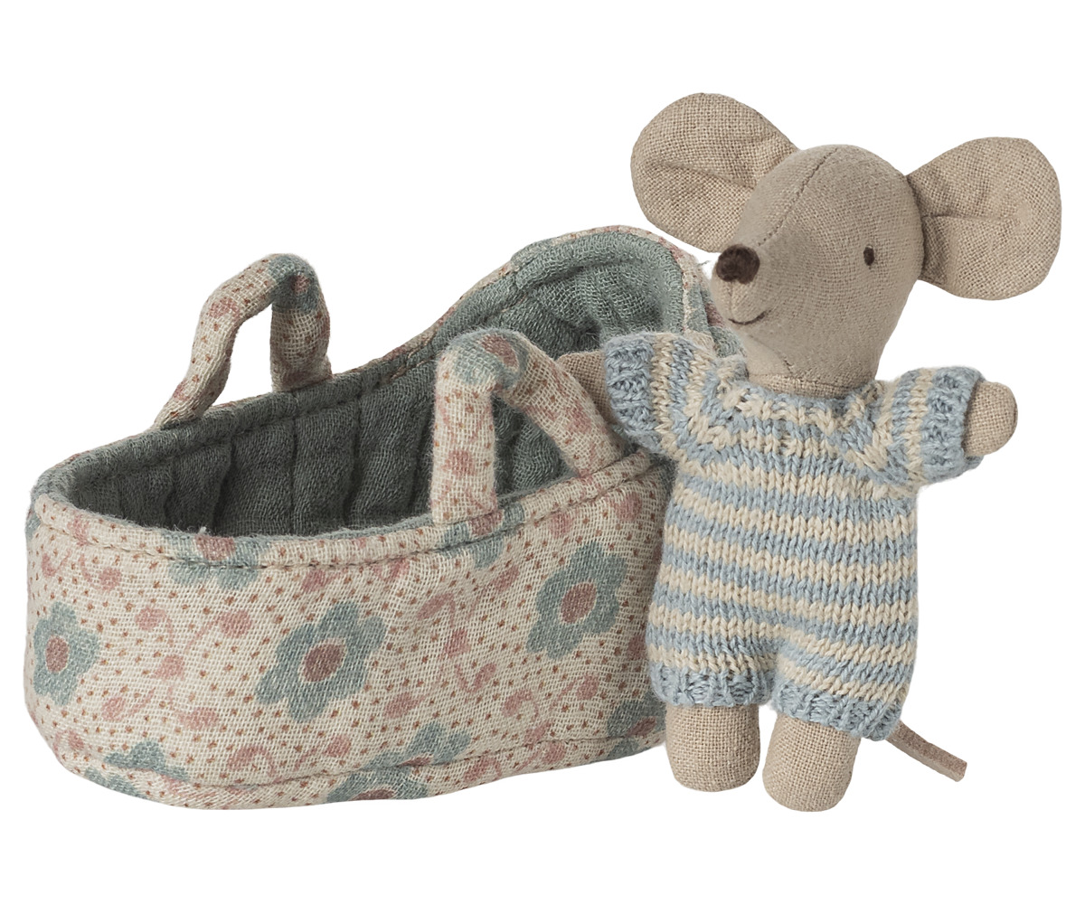 Maileg Babymuis in Reiswieg Blauw