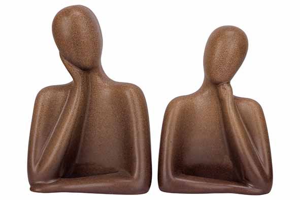 Cosy@Home Man & Vrouw Set 2 stuks Bruin 13x8x17 cm