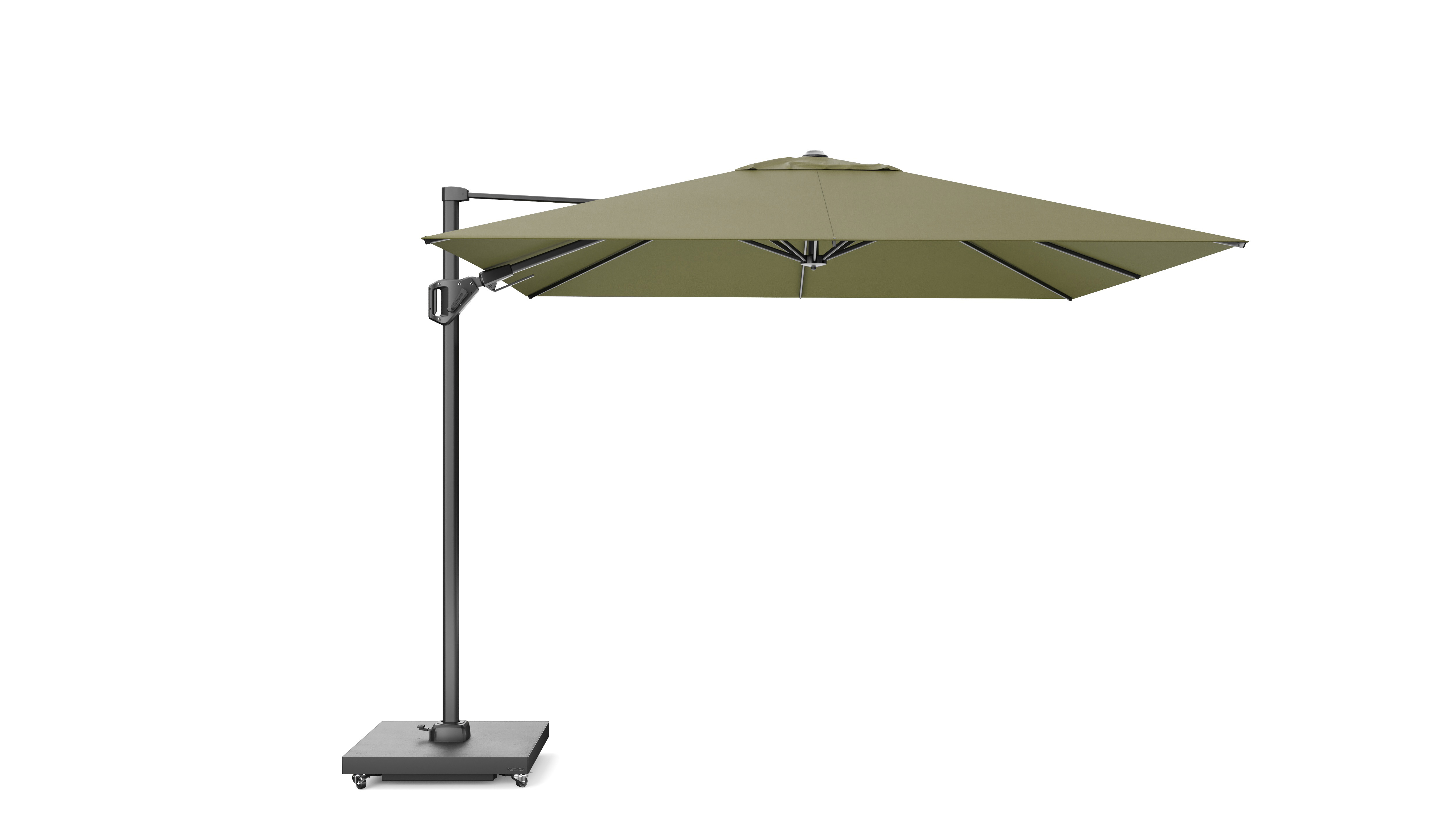 Platinum Challenger T2 Premium Hangparasol 3x3m Lush Green Doek Antraciet frame - exclusief parasolvoet