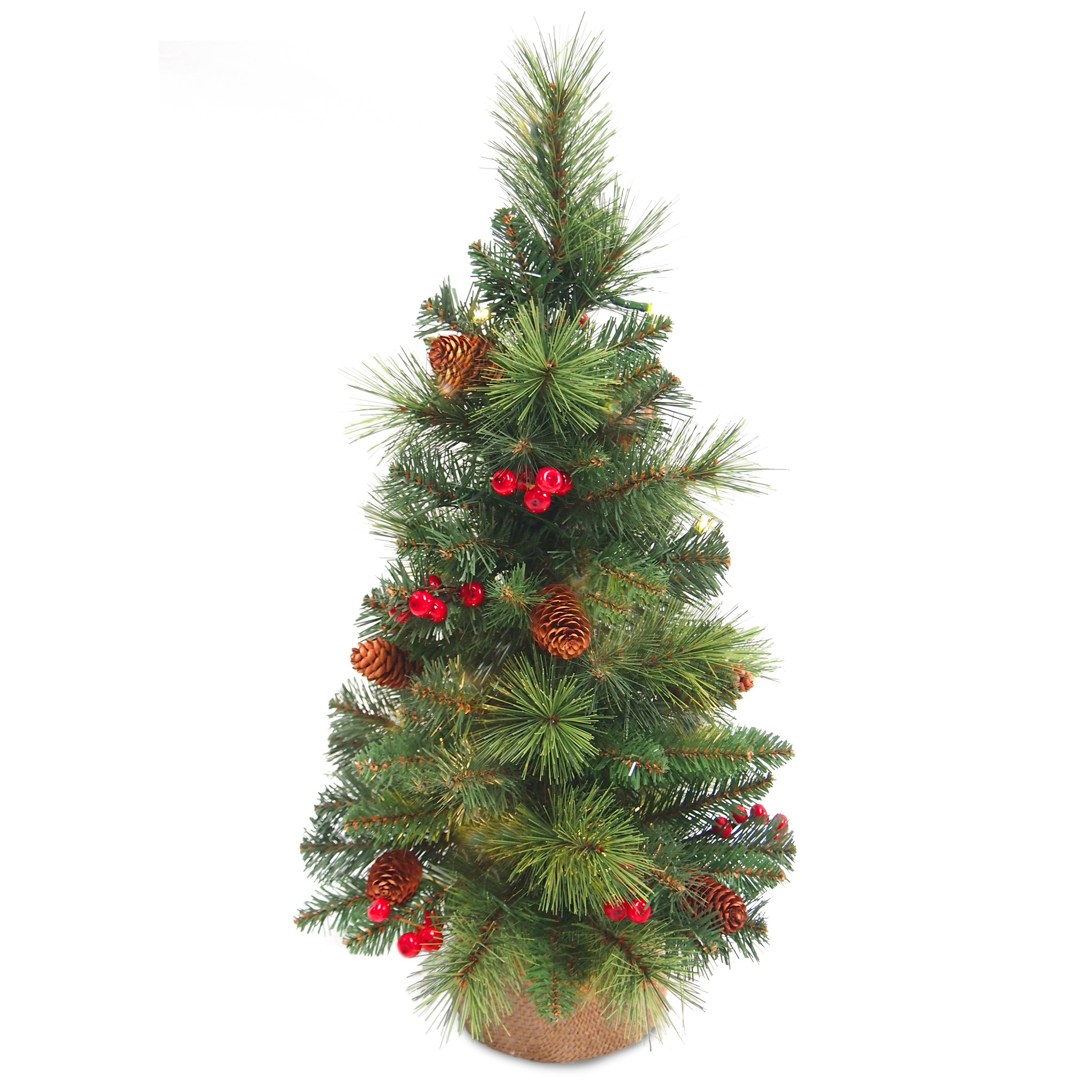 Kerstboom Everyday Miniature Pine Cone & Berry 61x36 cm - 78 Tips - PVC - in Jutezak - PVC
