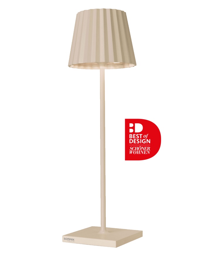 Sompex LED Tafellamp Troll 2.0 Sand - 11x38 cm - Aluminium - Oplaadbaar (incl. Oplaadstation) - 2.4 W - voor Binnen en Buiten