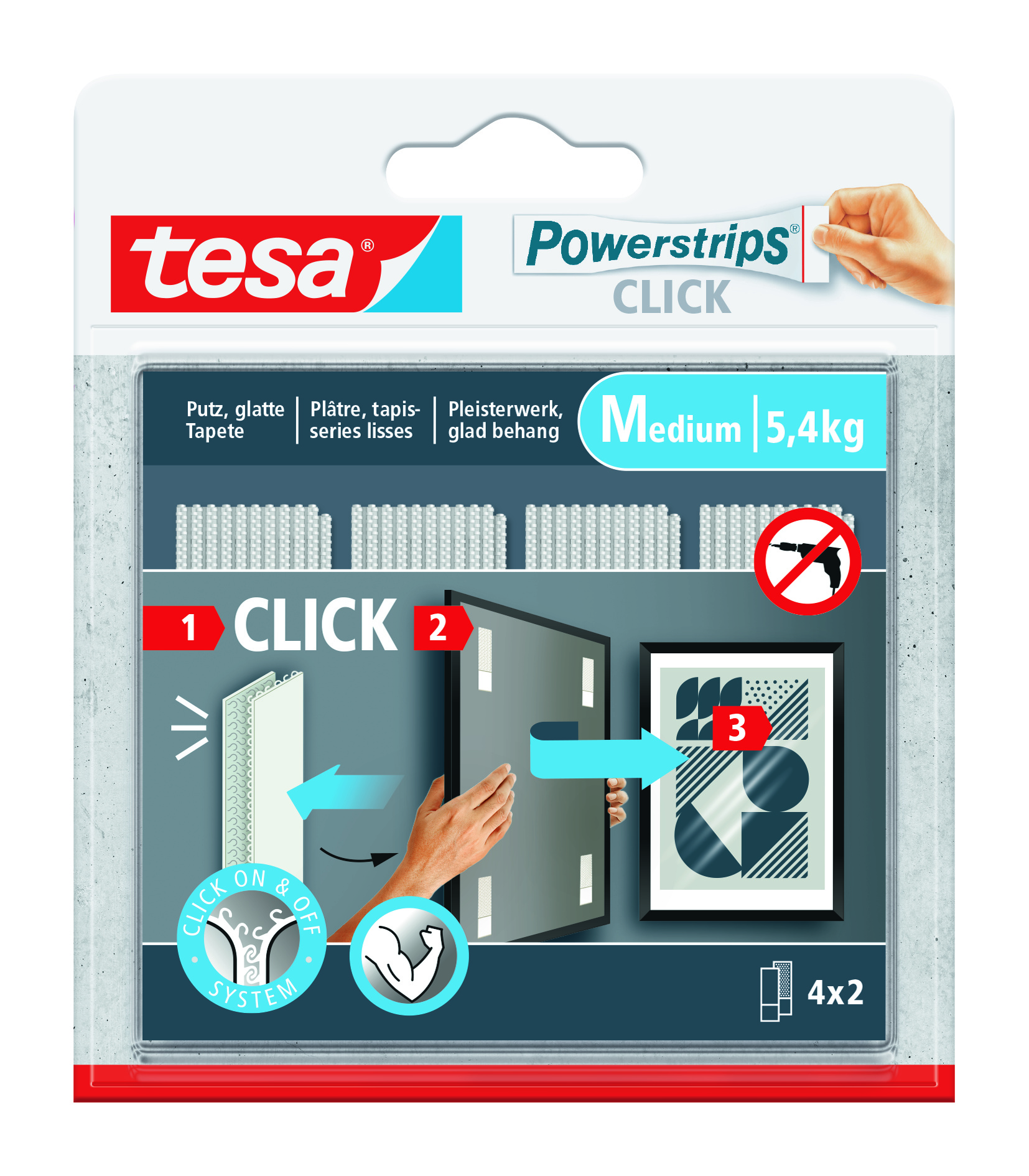Tesa Powerstrips Click 4x2 Medium 80 mm x 20 mm