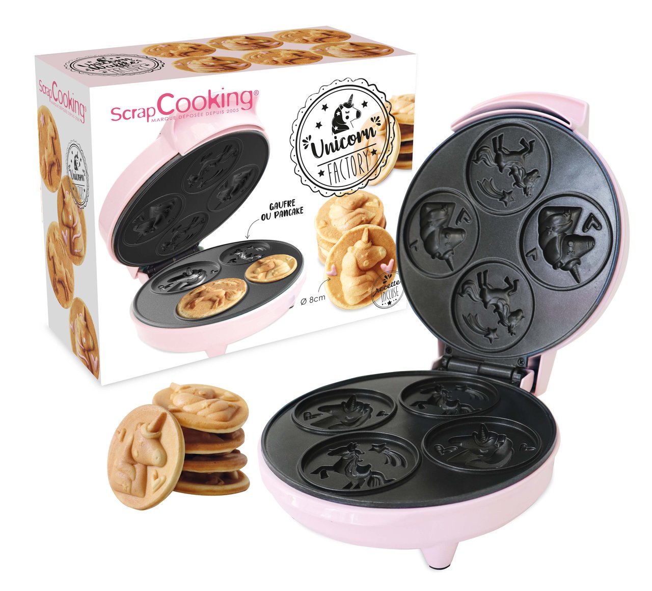 ScrapCooking Wafelijzer Unicorn Factory - voor 4 stuks 8cm