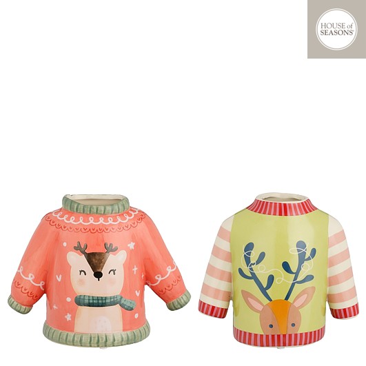 House of Seasons Vaas Funny Trui - 16x9x14.5 cm - assorti - prijs per stuk