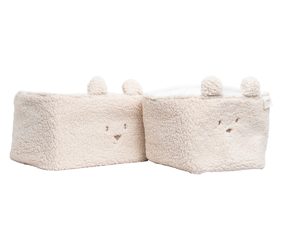 Pericles Commodemandje Bear Cream - 2 stuks  26x20x12 cm - 21x18x12 cm
