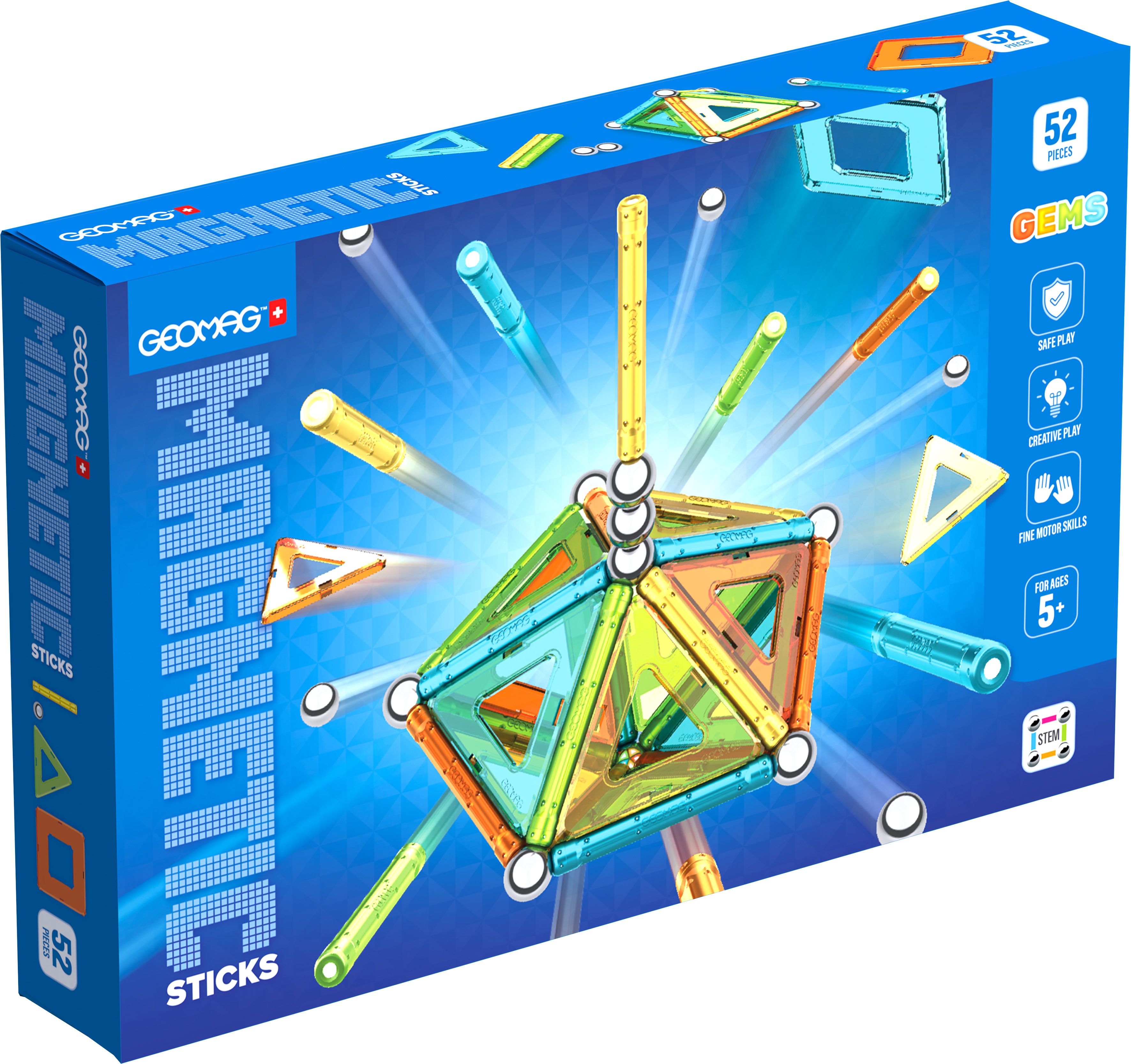 Geomag Magnetic Sticks Gems 52 delig