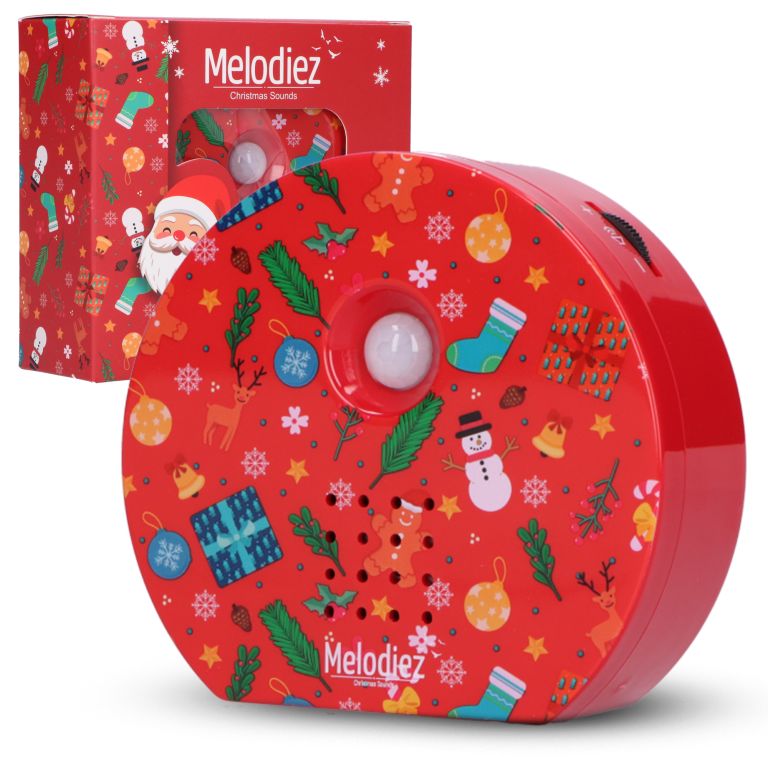 Melodiez Geluidsbox Christmas Sounds Rood 10x9 cm -  op Batterijen (incl.)