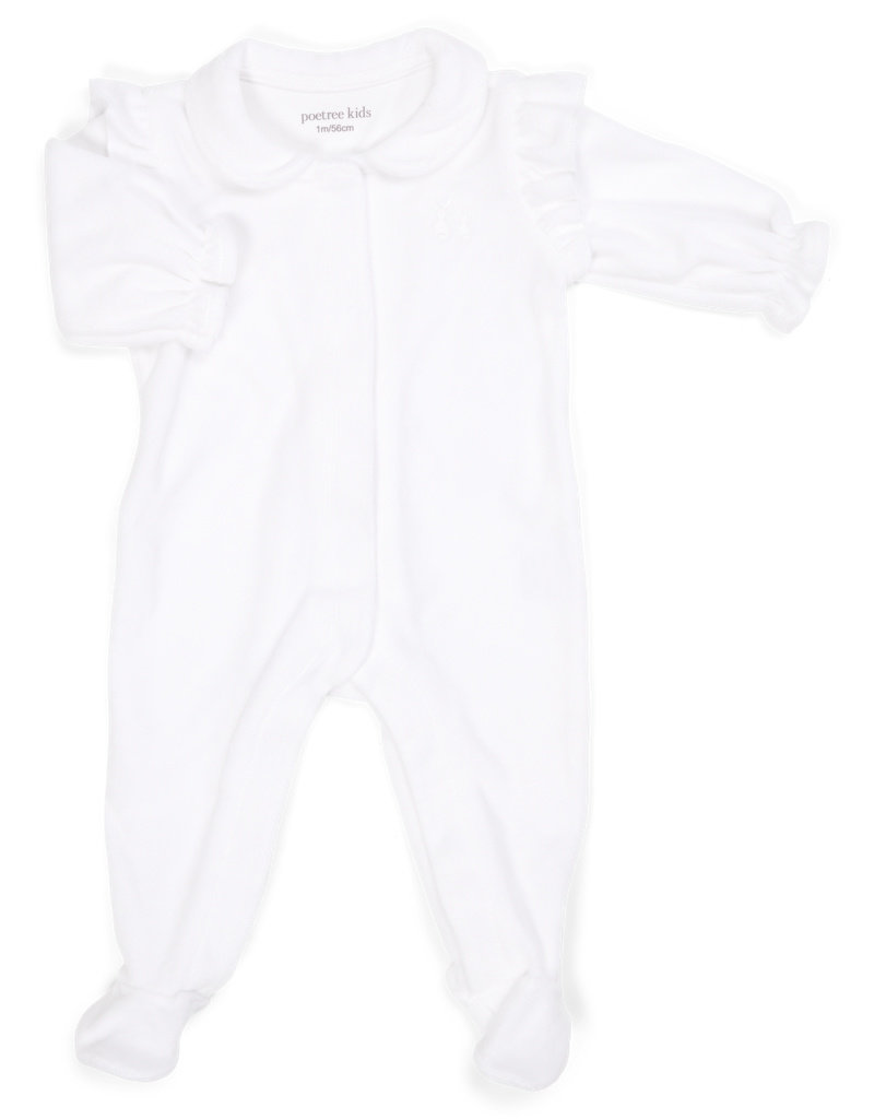 Poetree Unisex Pyjama Velours Ruffle Wit Poetree Unisex Pyjama Velours Ruffle Wit
