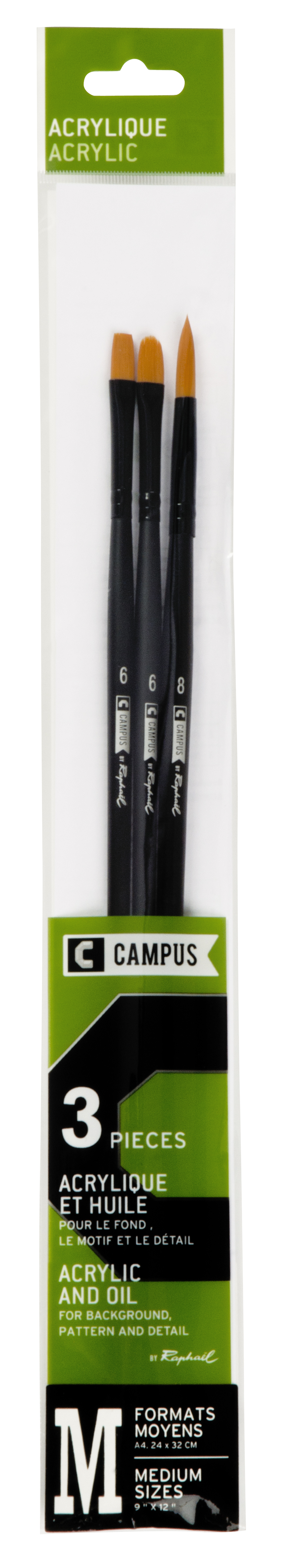 Acrylpenselen M Campus - 3stuks