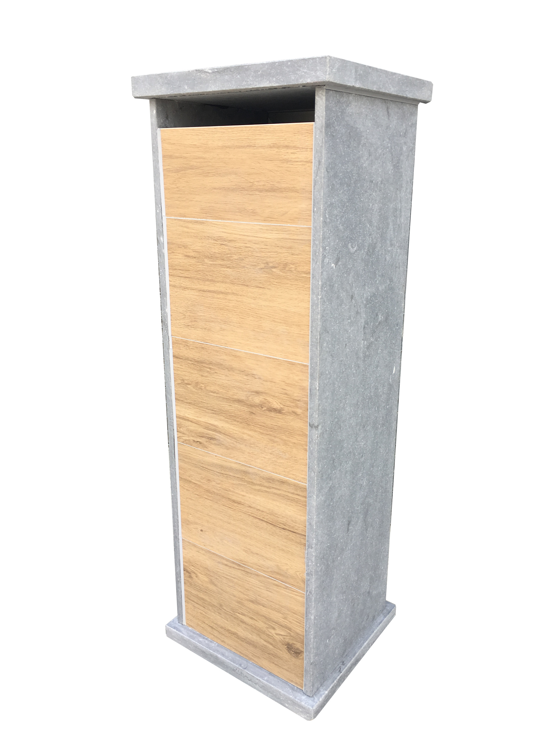 VASP Brievenbus Lhotse Belgische Blauwsteen Voorkant in Woodlook Keramiek