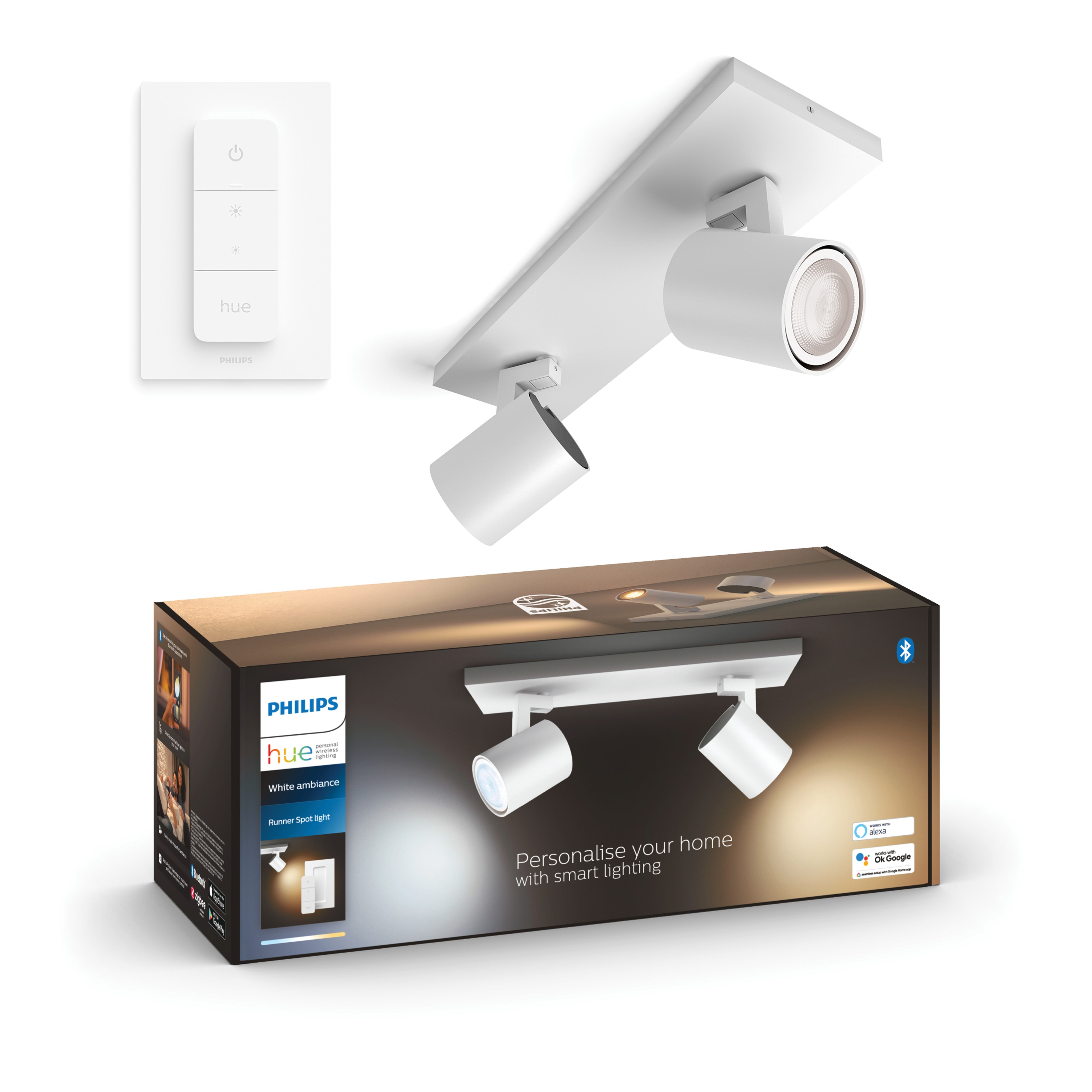Philips Hue Opbouwspot Runner Wit 2x GU10 5W White Ambiance met Switch