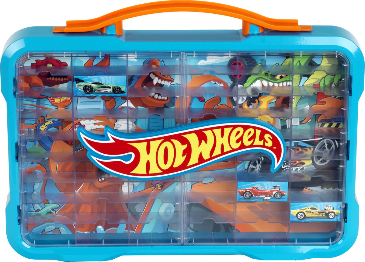 Hot Wheels Vitrine met licht om auto's op te bergen, 54 stuks