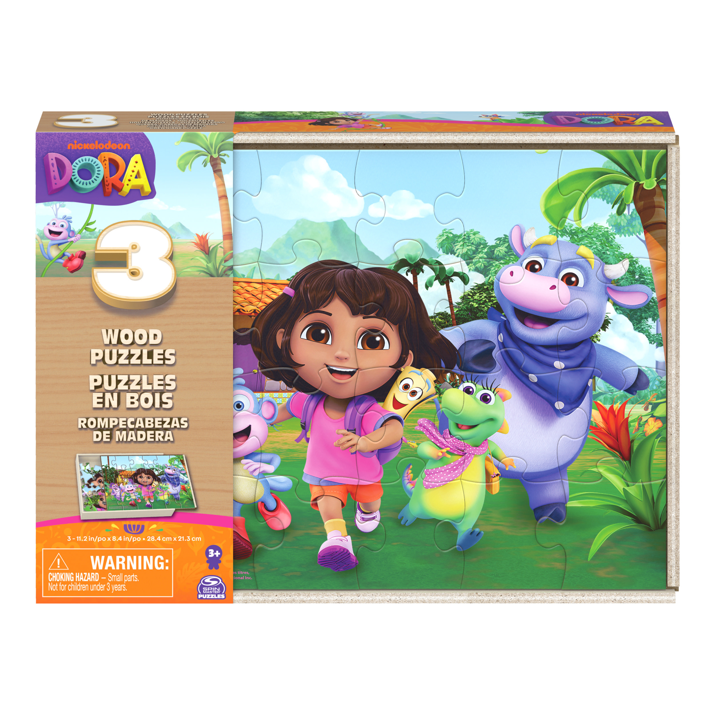 Dora - 3 pack met houten puzzels 3 x 24 stuks