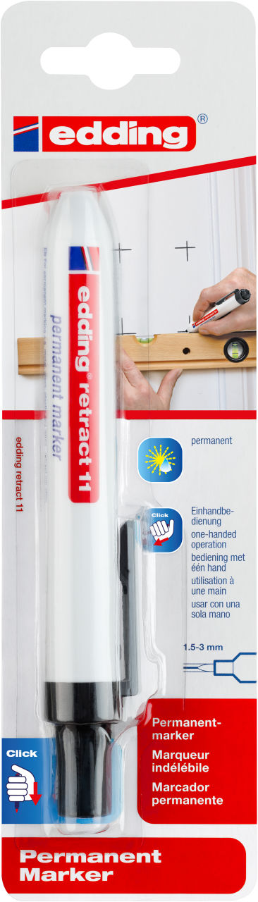 Edding Permanent Marker Retract e-11 1.5-3 mm - Zwart - 001 - Ronde Punt