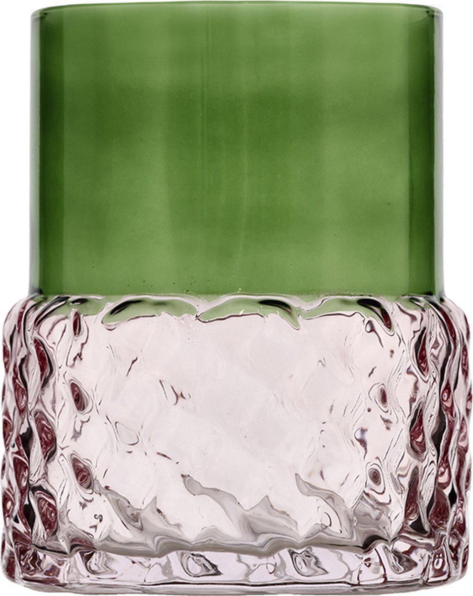 Villa Collection Theelichthouder Styles Green/Rose 7.7x10 cm - Glas