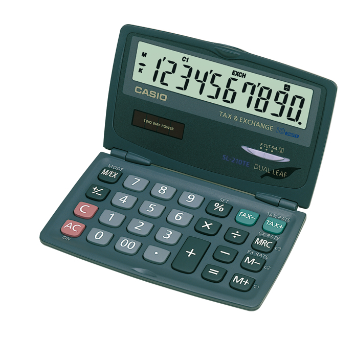 Casio Zakrekenmachine SL210TE Opklapbaar 10 Grote Digit - BTW - Solar - Blister