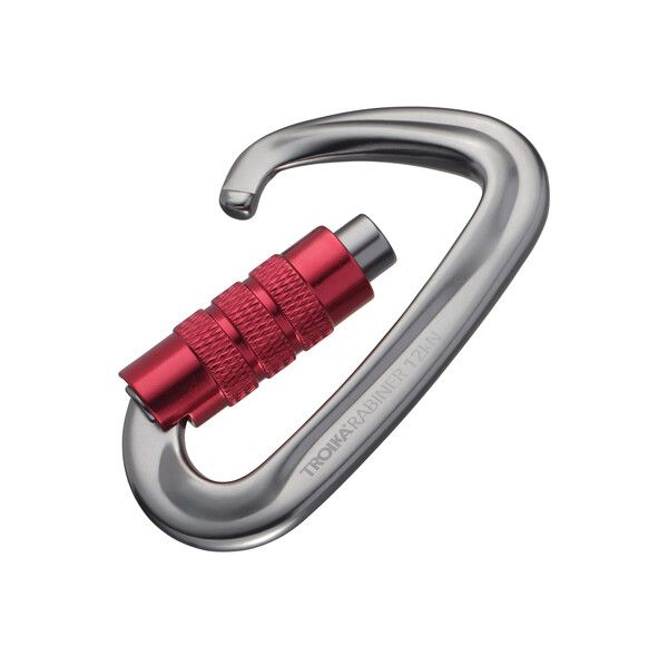 Troika Karabijnhaak 7075 Sleutelhouder met Veiligheidsslot Zilver-Rood