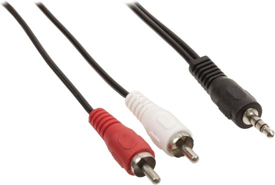 Nedis Stereo audiokabel 3.5mm Male naar 2X RCA male 1.5 meter zwart