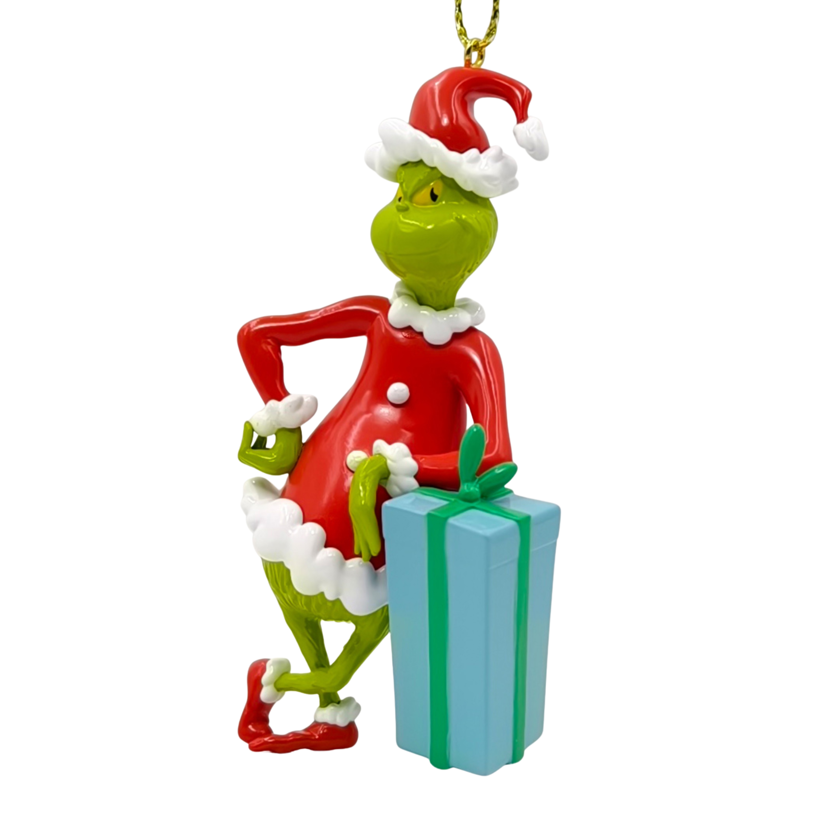 Boomhanger The Grinch in Kerstpak met Geschenk