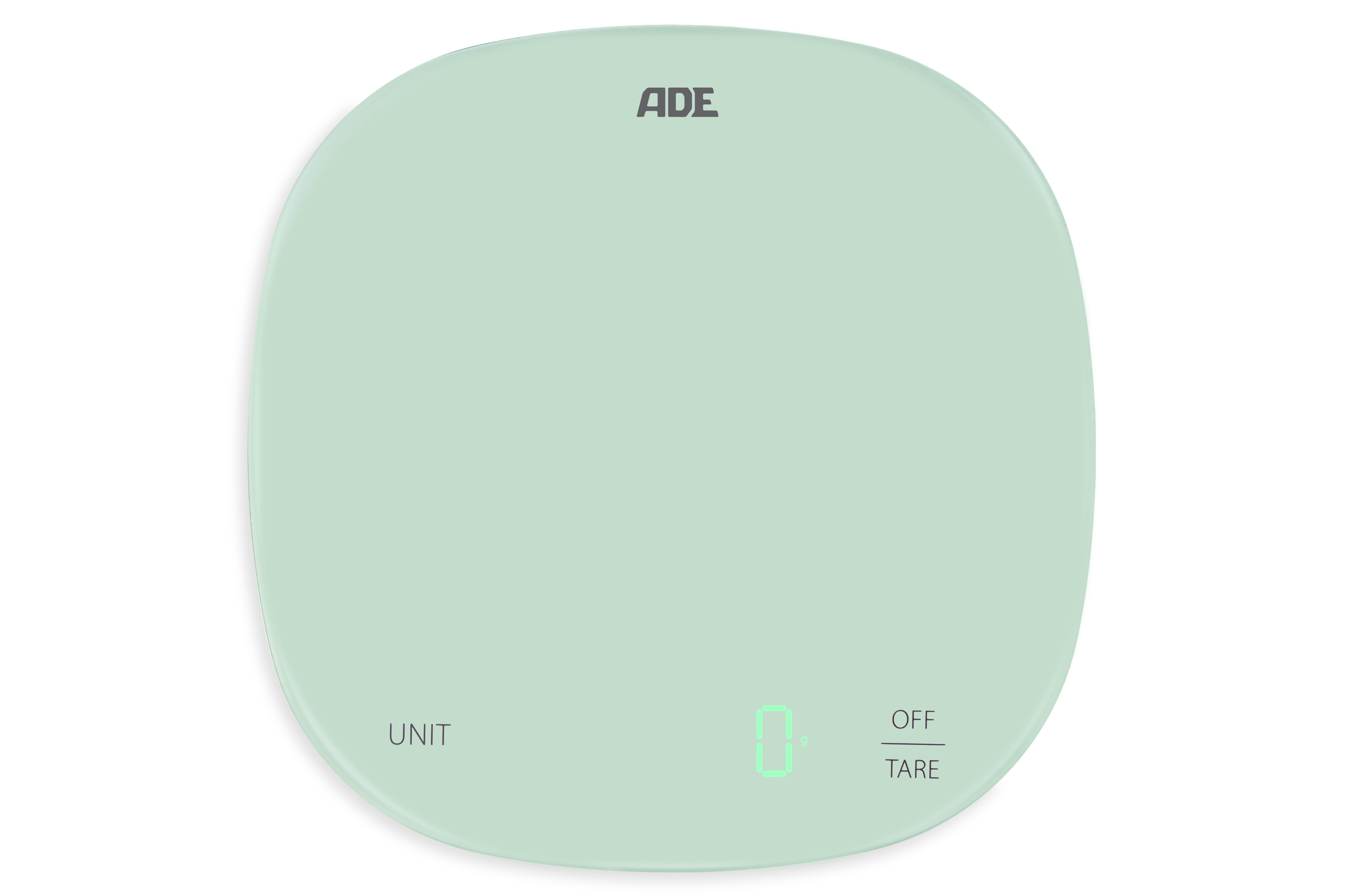 ADE Keukenweegschaal Digitaal Muntgroen 18x18 cm - tot 10kg - incl. Batterijen ADE Keukenweegschaal Digitaal Muntgroen 18x18 cm - tot 10kg - incl. Batterijen