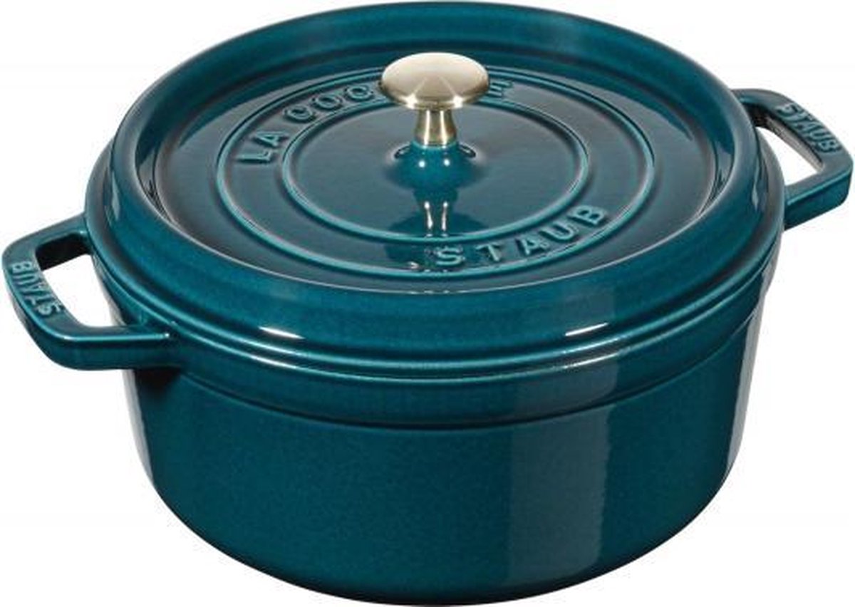 Staub Cocotte La Mer Azuurblauw 24cm - Gietijzer - 3.7l - alle Vuren