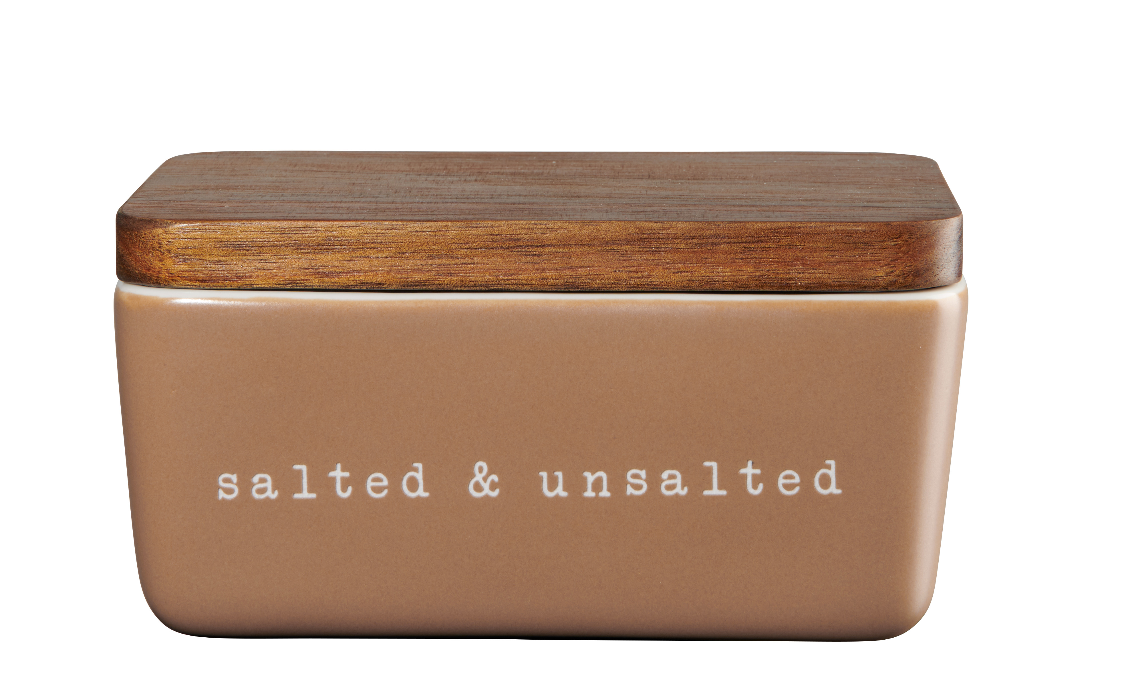 ASA Botervloot Hey! Salted & Unsalted 15x10x7.8 cm - New Bone China/Acaciahout
