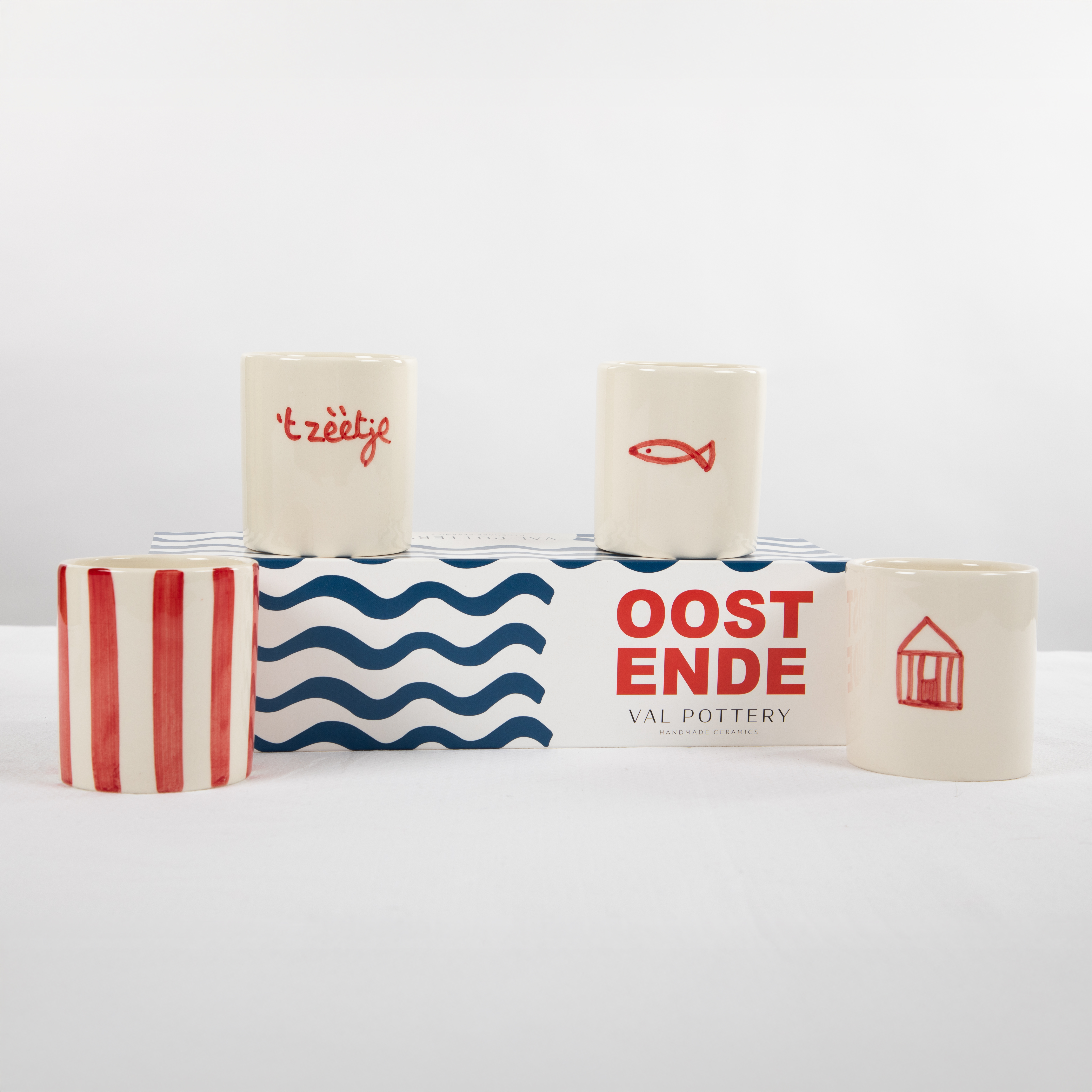 Val Pottery Mok Coast Collection Red set 4 stuks  - Handgemaakt Keramiek - Oostende