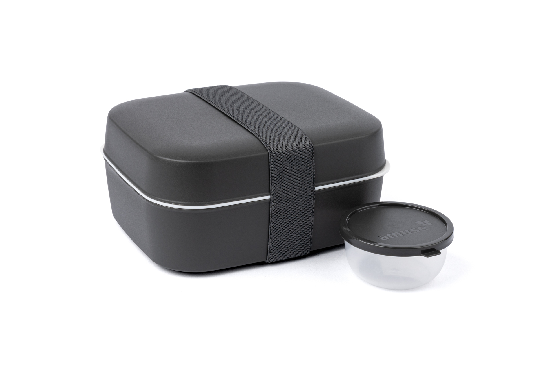 Amuse Brooddoos 3-in-1 Charcoal 18.5x15x8.5 cm - met Snackbox
