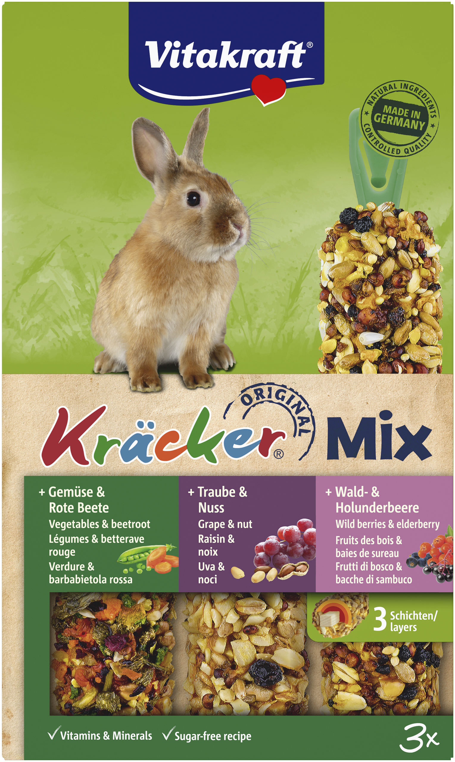 Vitakraft Kracker Konijnen Trio Mix Groenten & Noten & Bosbes