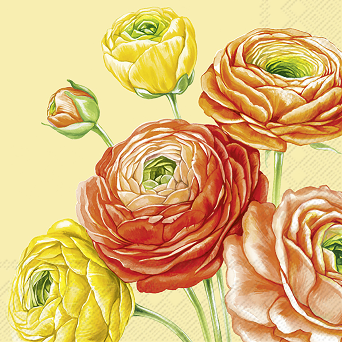 Ihr Cocktailservetten 25x25 cm 20 stuks Yellow Ranunculus