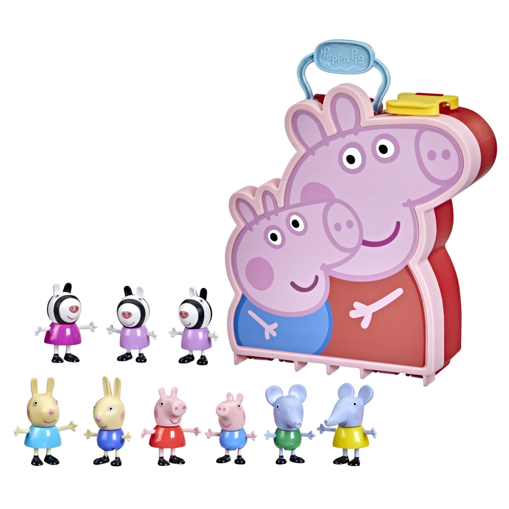 Peppa Pig Draagkoffer met 9 figuren broers en zussen