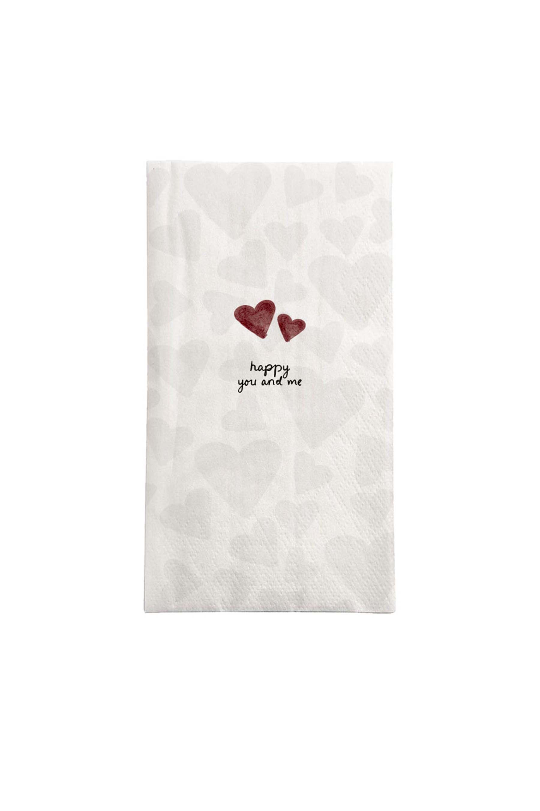 Zusss Servetten Happy You And Me Wit-Zwart-Rood 11x20 cm - 15 stuks