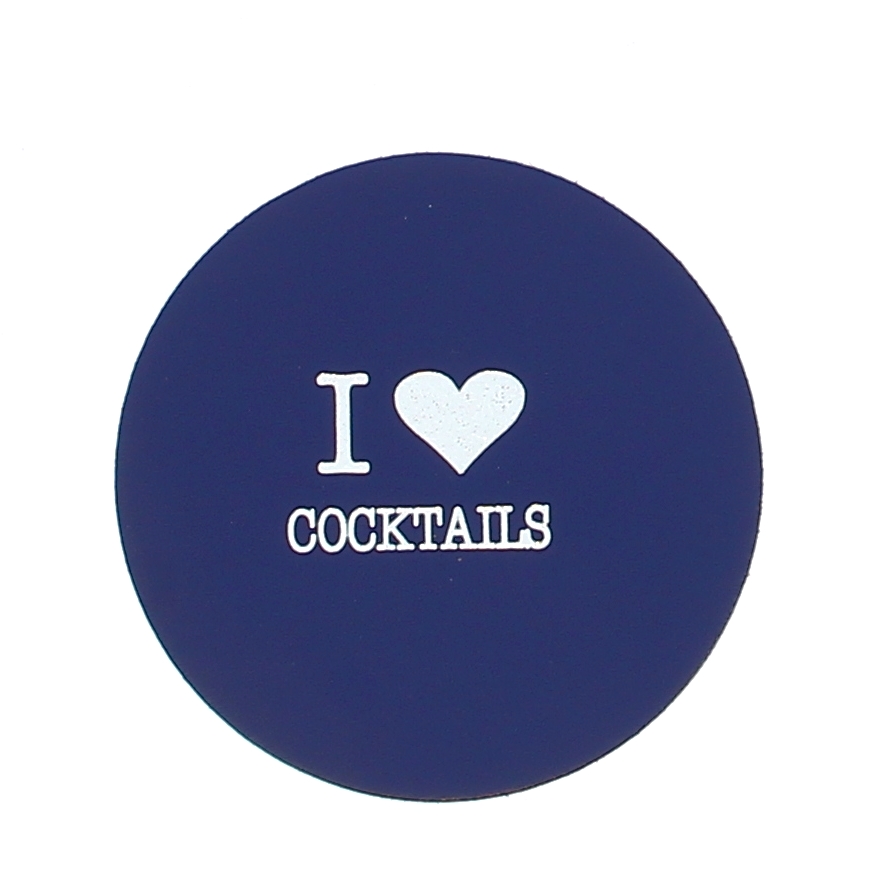 Enjoy Your Drink Glasonderzetter Leder Rond - Cobalt Blue/Silver Cocktails