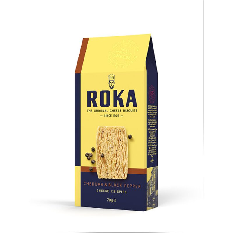 Roka Cheese Crispies Cheddar met Zwarte Peper 70g