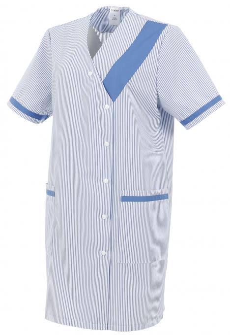 Alsico  Schort Dames Km Gestreept Blauw-Wit 67% PES 33% CO medium