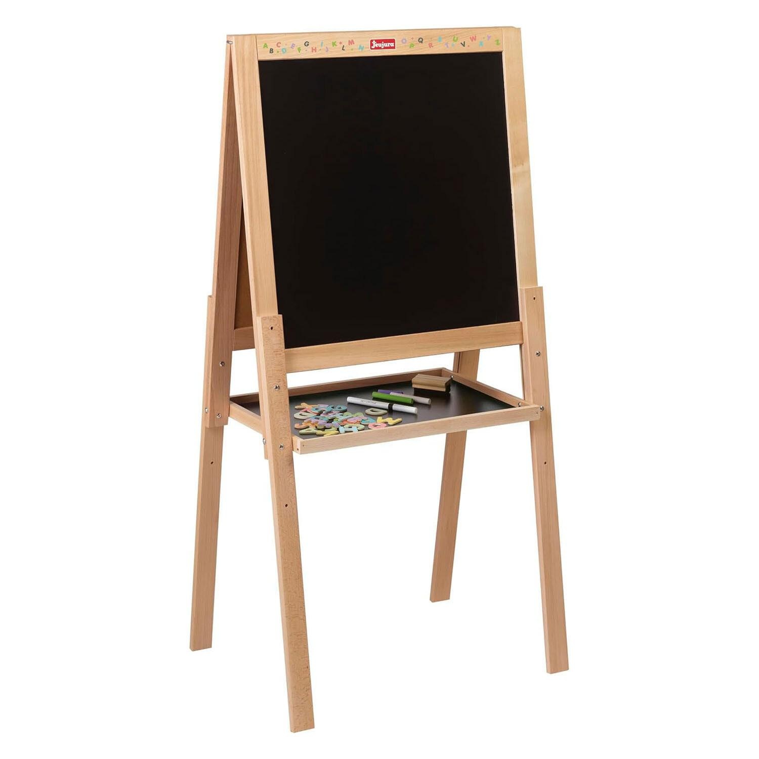 JeuJura Schrijf- en Magneetbord met Krijtbak en Accessoires 120 cm hoog, zwaar model