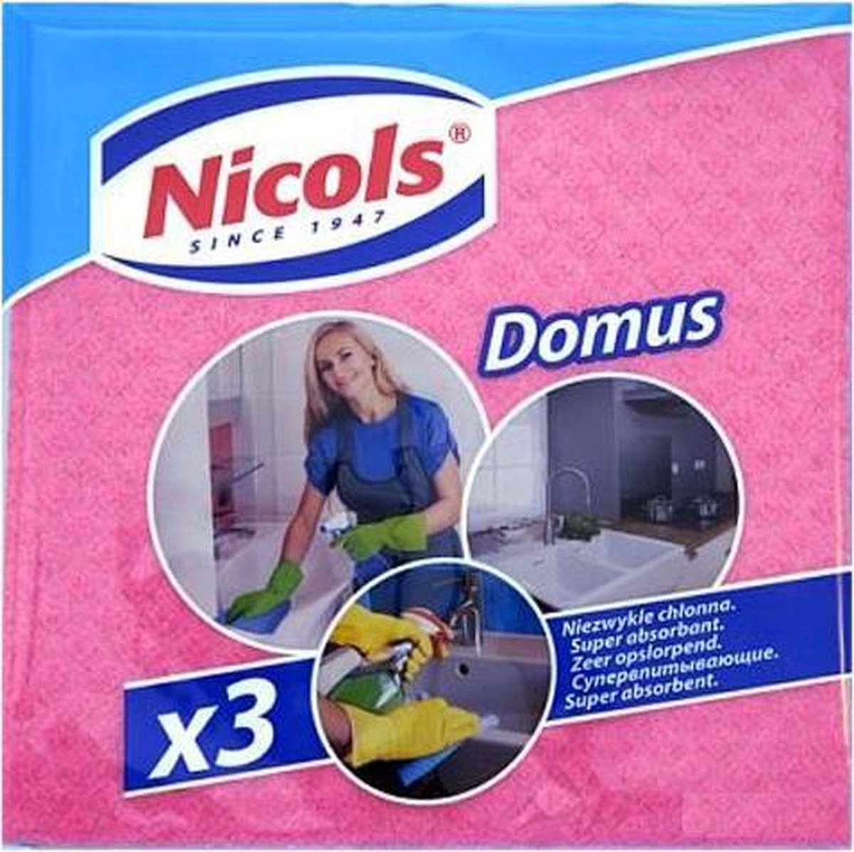 Nicols Sponsdoek Domus 18x20 cm 3 stuks 
