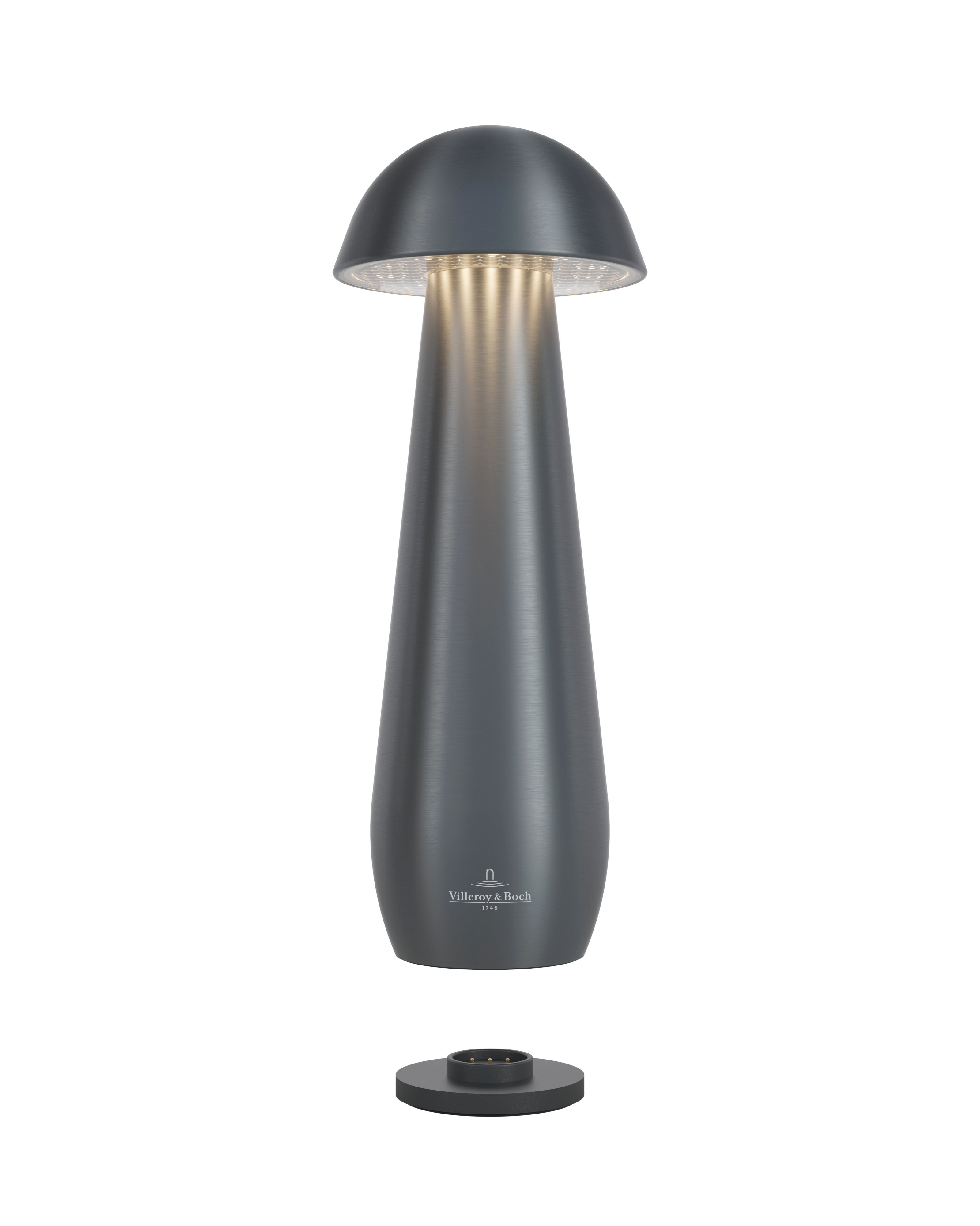 Villeroy & Boch Tafellamp Modena Graphit - 8x21 cm - Aluminium - Oplaadbaar (incl. Oplaadstation) - 1.5 W - voor Binnen en Buiten