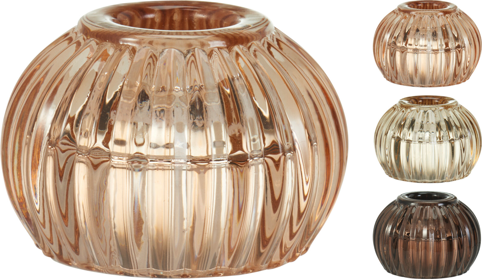 Kaarsenhouder 6.7x4.6 cm - Glas - assorti - prijs per stuk