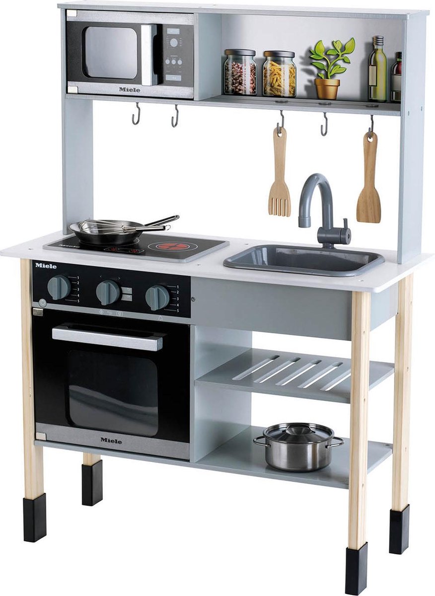 Houten Speelkeuken Miele 70x30x91 cm met licht en geluid, compleet met acc.