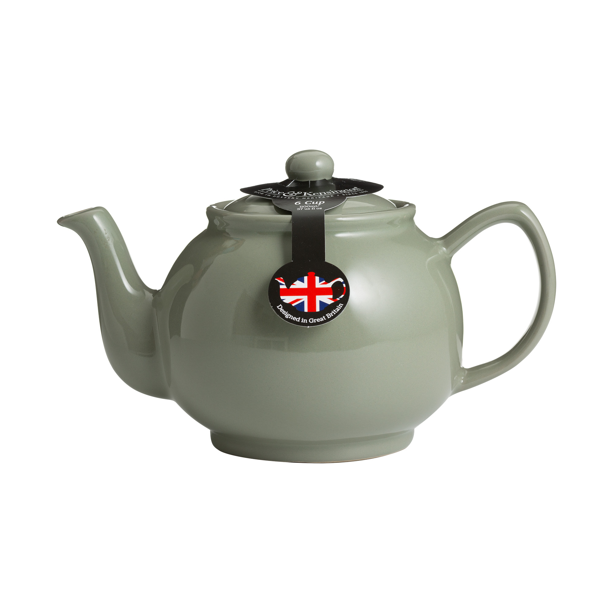 Price&Kensington Theepot Saliegroen 1.1l voor 6 Kopjes - Aardewerk - 22.5x12x14 cm - Glanzend