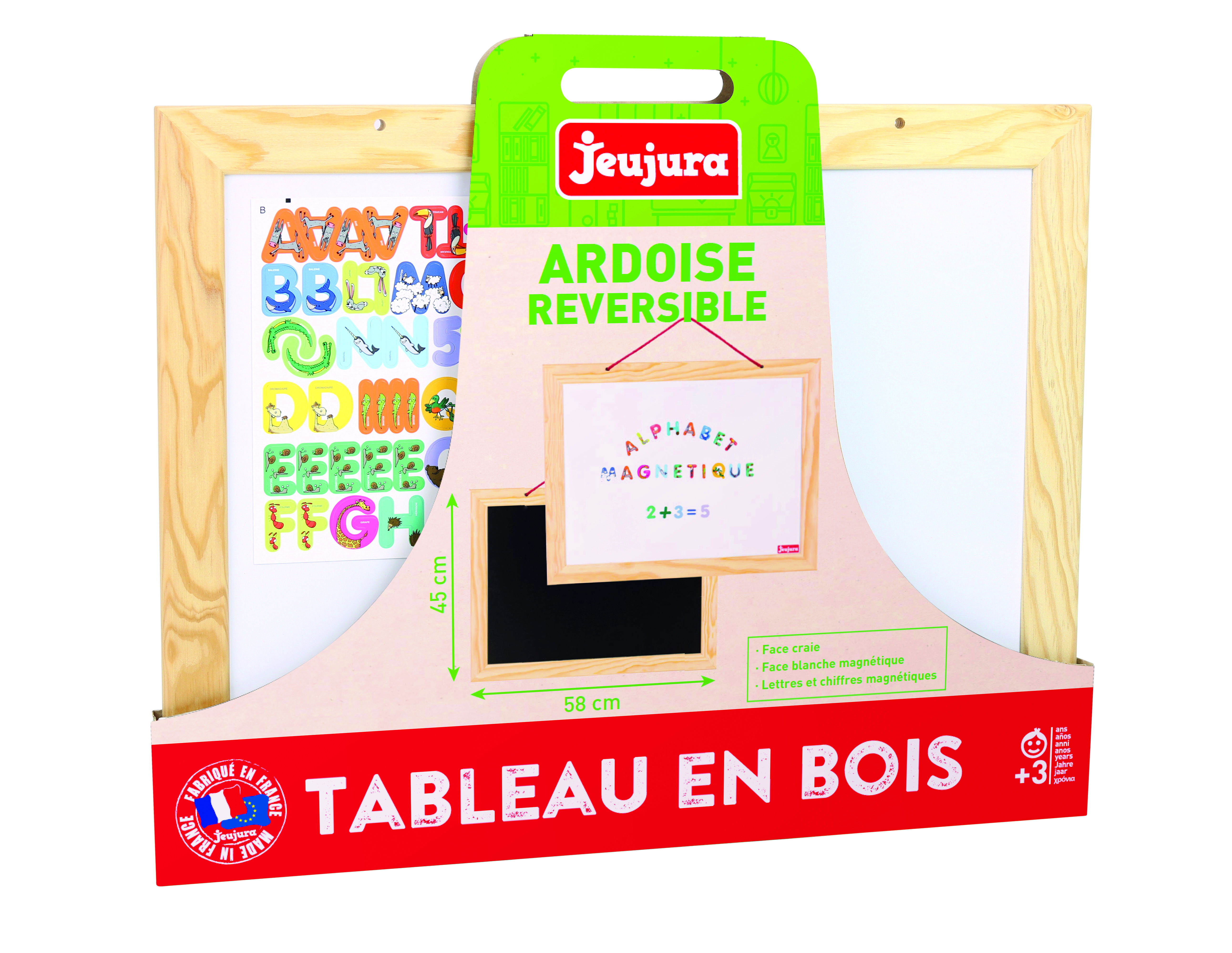 JeuJura Schrijf/Magneetbord hangbord met houten rand, 54x45 cm