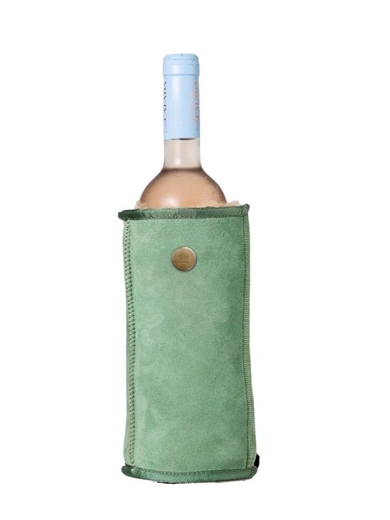 Kywie Wijnkoeler Green Suede 11x21 cm - 100% Schapenvacht - Wol Camel - 750ml/1l