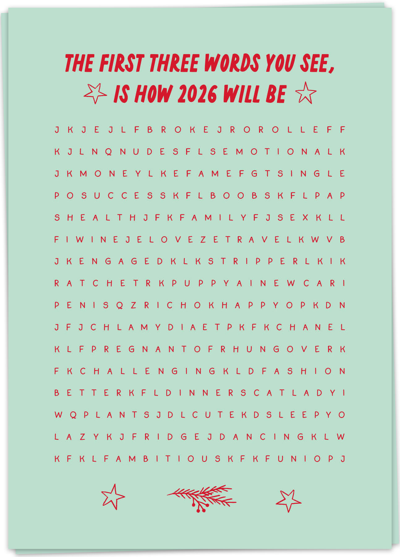 Wenskaart Kerst First three words