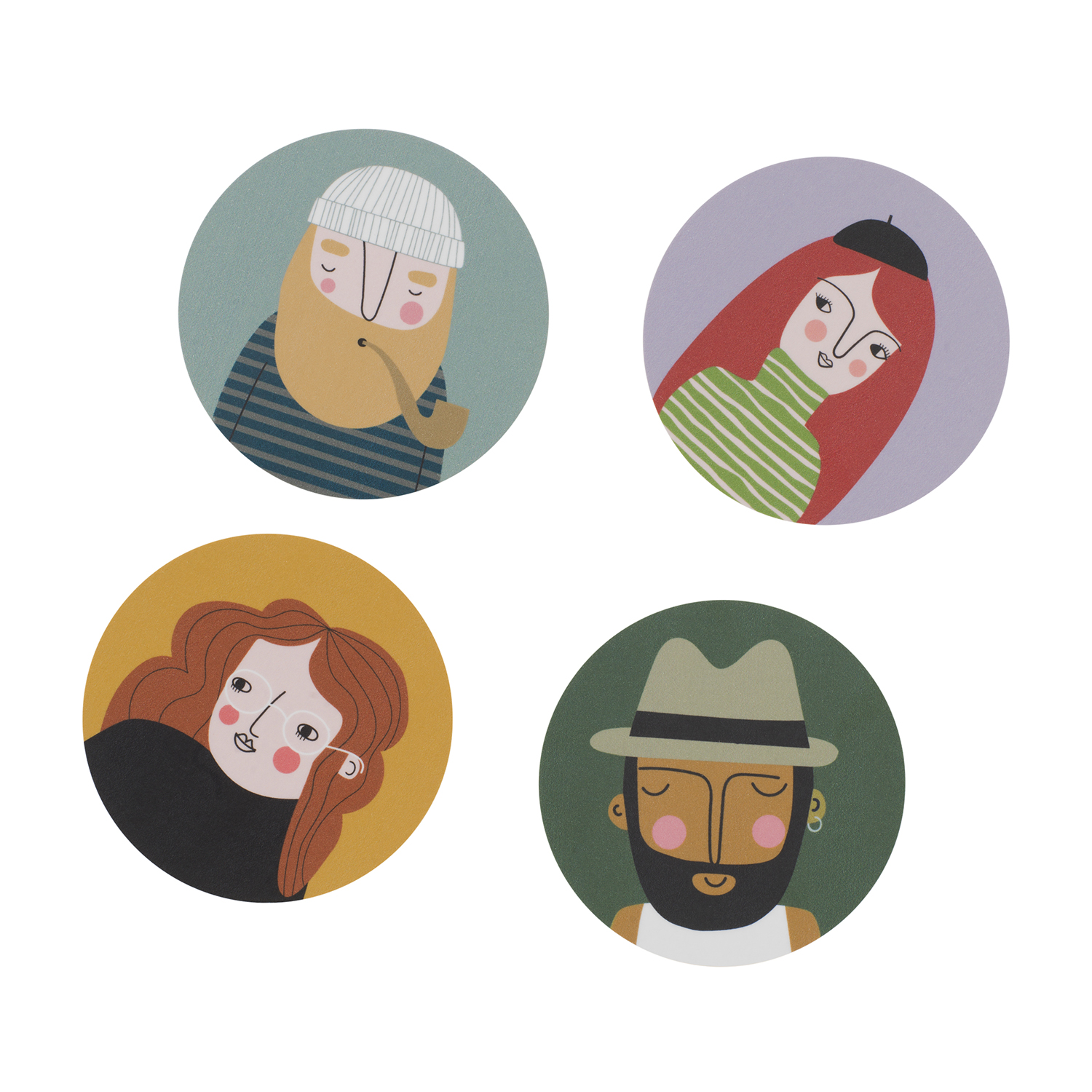 Spira of Sweden Glasonderzetters set 4 stuks 9cm - Astrid/Bia/Ebbot/Max