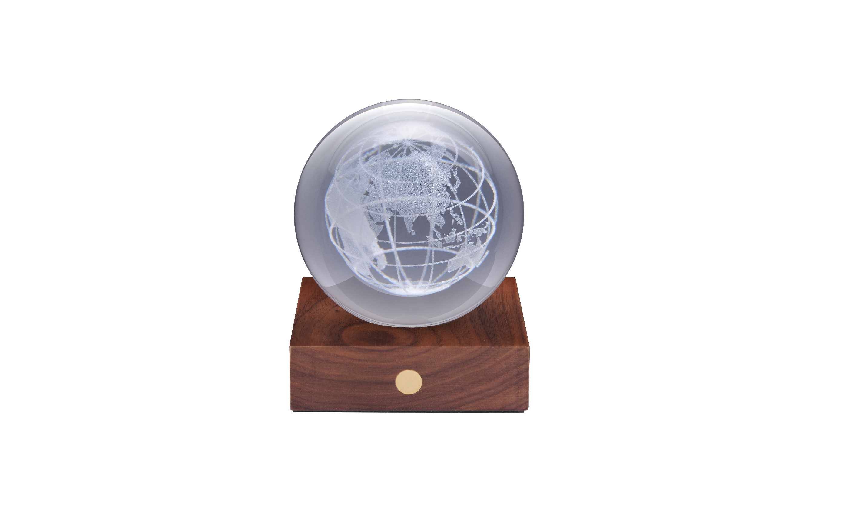 Gingko Lamp Amber Crystal 3D Laser Wereldbol